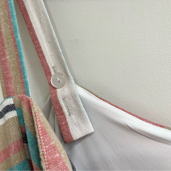 Lane Bryant Striped Tie-Front Wide Leg Crop Jumpsuit Cotton Linen 18 Petite - Picture 12 of 14